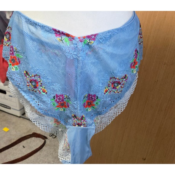 Savage X Fenty Size 3X Embroidered Lace‎ Cheeky Panties Glacial Blue - Picture 1 of 3